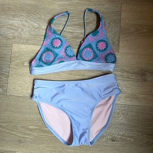 Art Class Girls' 2 pieces Crochet Design UPF 50+ Swimwear, Size L (10/12)